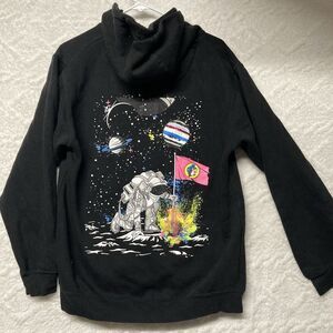 Buc-ee's Moon Landing Space Hoodie Men's M Black Graphic Sweatshirt Y2K Merch